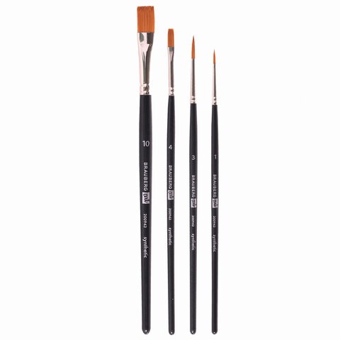 Кисти синтетика мягкая, круглые № 1, 3, плоские № 4, 10, 200943 цена за 2 шт , 